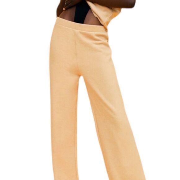 NWT ZARA Ribbed Soft Knit Loungewear Wide Leg Pants L - Picture 5 of 11